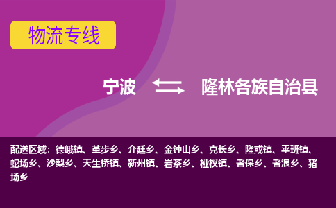 宁波到隆林各族自治县物流公司-宁波至隆林各族自治县专线稳定可靠的运输服务